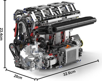 Mould King 4-Zylinder Reihenmotor - 1787 Teile Klemmbausteinmodell mit Motorisierung