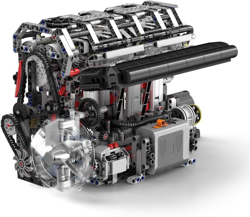 Mould King 4-Zylinder Reihenmotor - 1787 Teile Klemmbausteinmodell mit Motorisierung