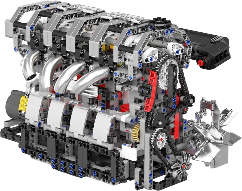 Mould King 4-Zylinder Reihenmotor - 1787 Teile Klemmbausteinmodell mit Motorisierung