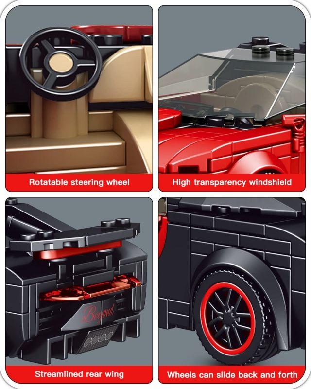 Roter Sportwagen mit Displaybox